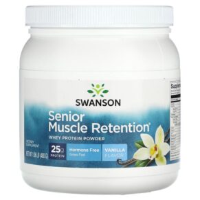 Thực phẩm chức năng Swanson Senior Muscle Retention Whey Protein Powder Vanilla 1.06 lb (480 g) 087614210162