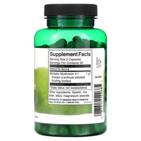 Thực phẩm bổ sung Swanson Shiitake Mushroom Extract 500 mg 120 Capsules 087614142685