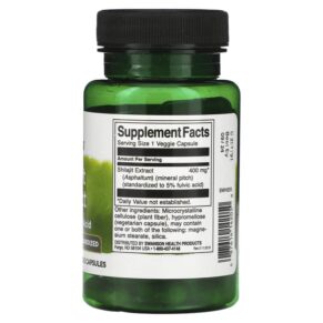 Thực phẩm bổ sung Swanson Shilajit Extract Standardized 400 mg 60 Veggie Capsules 087614142050