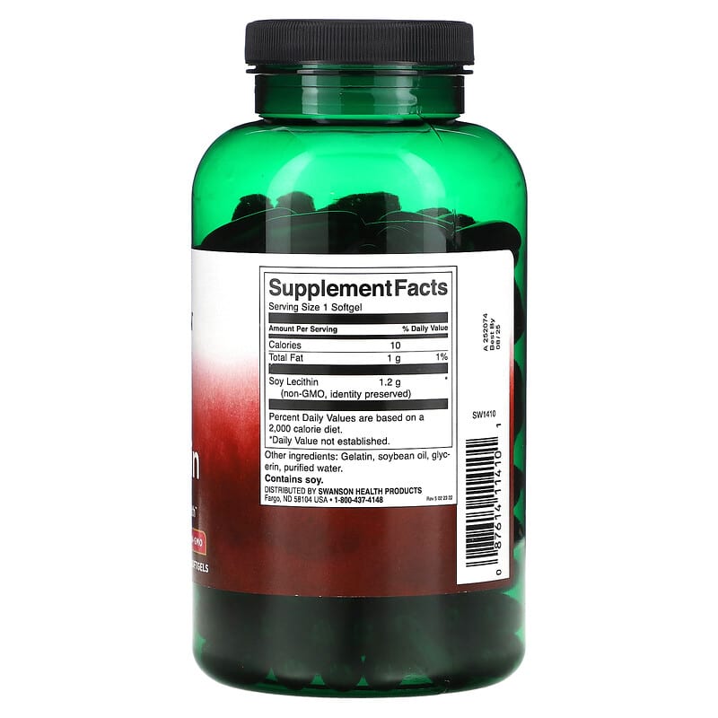 Swanson Soy Lecithin 1.2 g 180 Softgels 2 Thực phẩm bổ sung Swanson Soy Lecithin 1.2 g 180 Softgels 087614114101