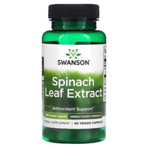 Thực phẩm chức năng Swanson Spinach Leaf Extract 650 mg 60 Veggie Capsules 087614060873