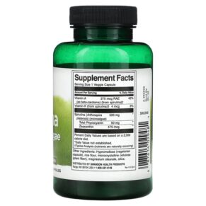Thực phẩm bổ sung Swanson Spirulina Blue-Green Algae 500 mg 90 Veggie Capsules 087614029481