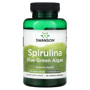 Thực phẩm chức năng Swanson Spirulina Blue-Green Algae 500 mg 90 Veggie Capsules 087614029481