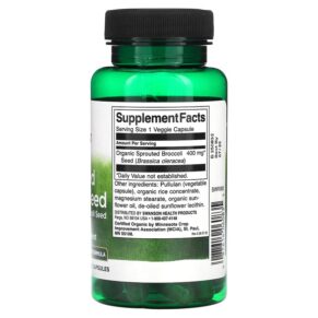 Thực phẩm bổ sung Swanson Sprouted Broccoli Seed 400 mg 60 Veggie Capsules 087614060835