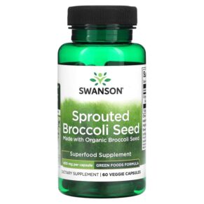 Thực phẩm chức năng Swanson Sprouted Broccoli Seed 400 mg 60 Veggie Capsules 087614060835