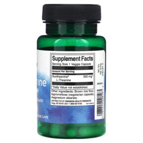 Thực phẩm bổ sung Swanson Suntheanine L-Theanine 200 mg 60 Veggie Caps 087614028163