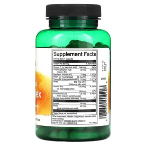 Thực phẩm bổ sung Swanson Super Stress B-Complex With Vitamin C 100 Capsules 087614019208