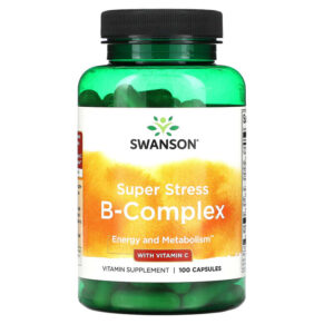 Thực phẩm chức năng Swanson Super Stress B-Complex With Vitamin C 100 Capsules 087614019208