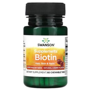 Thực phẩm chức năng Swanson Supplemelts Biotin Natural Cherry 5.000 mcg 60 Chewable Tabs 087614115467