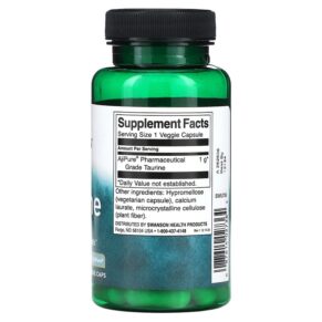 Thực phẩm bổ sung Swanson Taurine 1.000 mg 60 Veggie Caps 087614027364