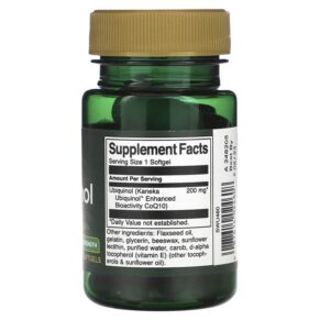 Thực phẩm bổ sung Swanson Ubiquinol Maximum Strength 200 mg 30 Softgels 087614024608