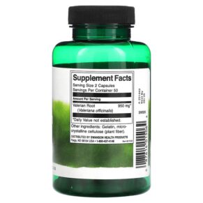 Thực phẩm bổ sung Swanson Valerian Root 475 mg 100 Capsules 087614015064
