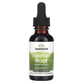 Thực phẩm chức năng Swanson Valerian Root Liquid Extract Alcohol & Sugar Free 1 g 1 fl oz (29.6 ml) 087614112558
