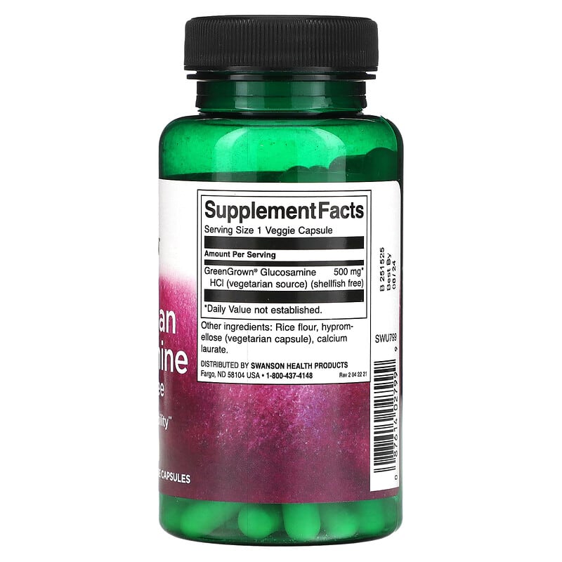 Swanson Vegetarian Glucosamine 500 mg 90 Veggie Capsules 2 Thực phẩm bổ sung Swanson Vegetarian Glucosamine 500 mg 90 Veggie Capsules 087614027999