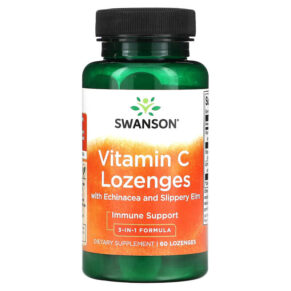 Thực phẩm chức năng Swanson Vitamin C Lozenges with Echinacea and Slippery Elm 60 Lozenges 087614115474