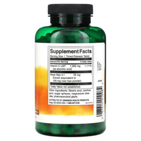 Thực phẩm bổ sung Swanson Vitamin C with Rose Hips 1.000 mg 250 Tablets 087614010984