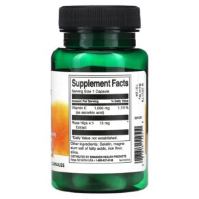 Thực phẩm bổ sung Swanson Vitamin C with Rose Hips 1.000 mg 30 Capsules 087614112510