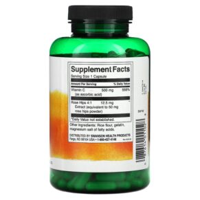 Thực phẩm bổ sung Swanson Vitamin C With Rose Hips 500 mg 250 Capsules 087614011028