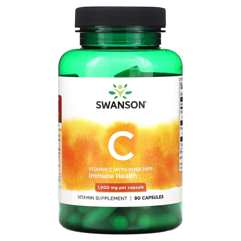 Swanson Vitamin C With Rose Hips 90 Capsules 8 Thực phẩm chức năng Swanson Vitamin C With Rose Hips 90 Capsules 087614110547