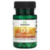 Thực phẩm chức năng Swanson Vitamin D3 25 mcg (1.000 IU) 60 Capsules 087614115108