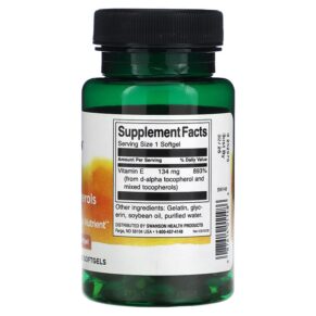 Thực phẩm bổ sung Swanson Vitamin E Mixed Tocopherols 200 IU (134 mg) 100 Softgels 087614011486