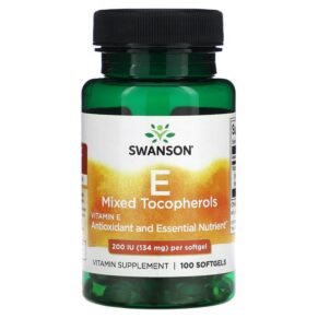 Thực phẩm chức năng Swanson Vitamin E Mixed Tocopherols 200 IU (134 mg) 100 Softgels 087614011486