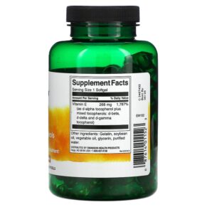 Thực phẩm bổ sung Swanson Vitamin E Mixed Tocopherols 400 IU (268 mg) 250 Softgels 087614011523
