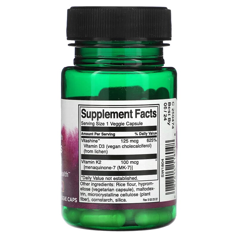 Swanson Vitamins D3 & K2 60 Veggie Caps 2 Thực phẩm bổ sung Swanson Vitamins D3 & K2 60 Veggie Caps 087614118048