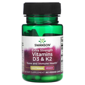 Thực phẩm chức năng Swanson Vitamins D3 & K2 60 Veggie Caps 087614118048