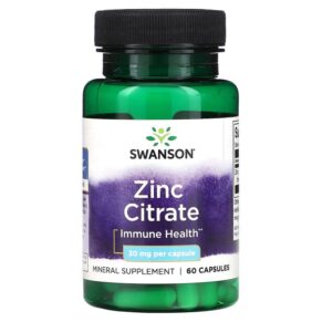 Thực phẩm chức năng Swanson Zinc Citrate 30 mg 60 Capsules 087614112343