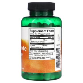Swanson Zinc Gluconate & L-Lysine 90 Veggie Capsules 3 Thực phẩm bổ sung Swanson Zinc Gluconate & L-Lysine 90 Veggie Capsules 087614118635