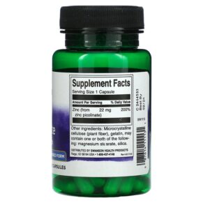 Thực phẩm bổ sung Swanson Zinc Picolinate 22 mg 60 Capsules 087614111131