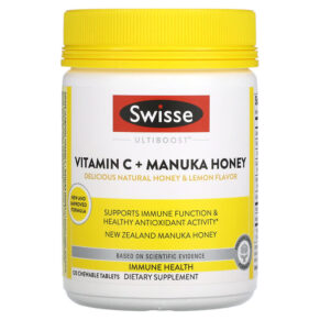 Thực phẩm chức năng Swisse Ultiboost Vitamin C + Manuka Honey Natural Honey & Lemon 120 Chewable Tablets 850000148048