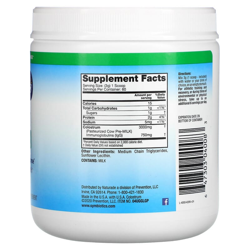 Symbiotics Colostrum Plus Powder 6.3 oz (180 g) 2 Thực phẩm bổ sung Symbiotics Colostrum Plus Powder 6.3 oz (180 g) 647303040083
