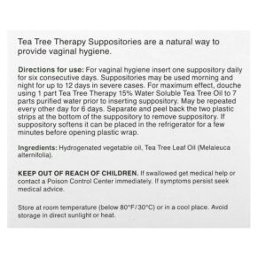 Thực phẩm bổ sung Tea Tree Therapy Suppositories with Tea Tree Oil for Vaginal Hygiene 6 Suppositories 637792606068