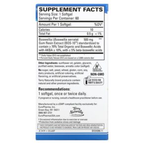 Thực phẩm bổ sung Terry Naturally BosMed 500 Extra Strength Advanced Boswellia 60 Softgels 367703343064