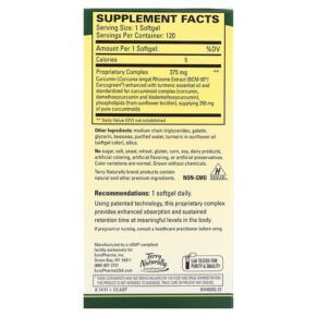 Thực phẩm bổ sung Terry Naturally CuraMed 375 mg 120 Softgels 367703402020