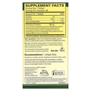 Thực phẩm bổ sung Terry Naturally CuraMed 750 mg 60 Softgels 367703202965