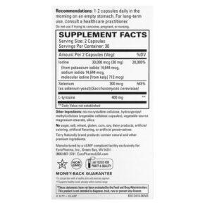 Thực phẩm bổ sung Terry Naturally Thyroid Care Plus with Selenium 60 Capsules 367703134167