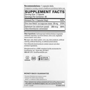 Thực phẩm bổ sung Terry Naturally Zinc Plus Selenium 60 Capsules 367703288068