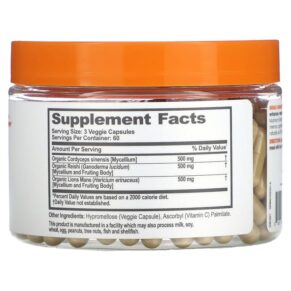 Thực phẩm bổ sung The Genius Brand Genius Mushrooms 180 Veggie Capsules 810037681147