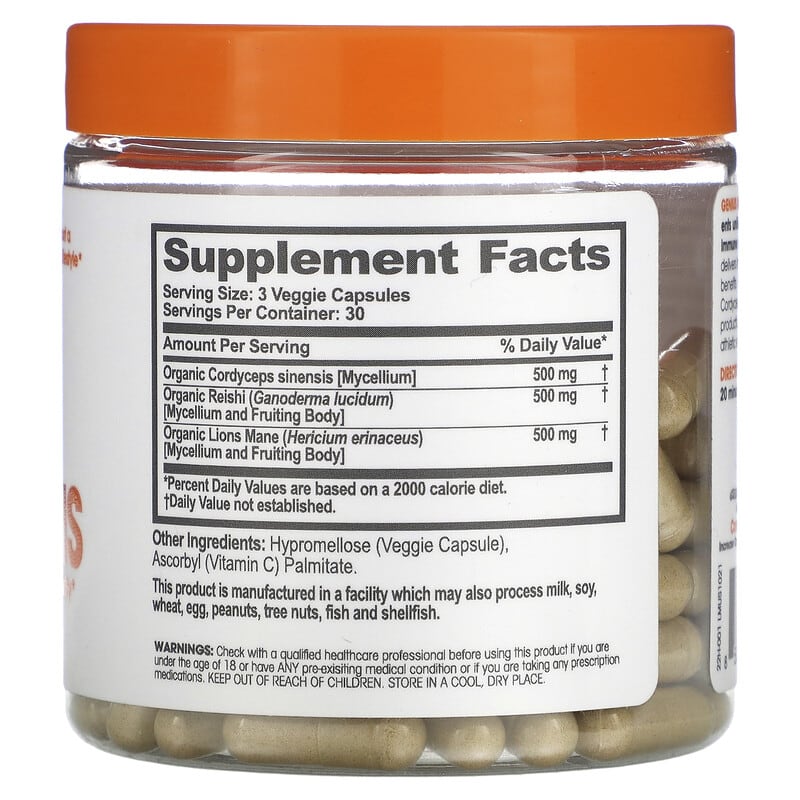 The Genius Brand Genius Mushrooms 90 Veggie Capsules 2 Thực phẩm bổ sung The Genius Brand Genius Mushrooms 90 Veggie Capsules 850098008088