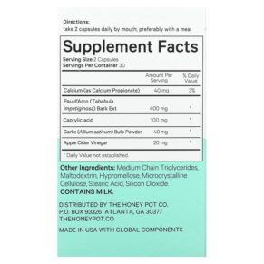 Thực phẩm bổ sung The Honey Pot Company Yeast Balance 60 Capsules 850021589288