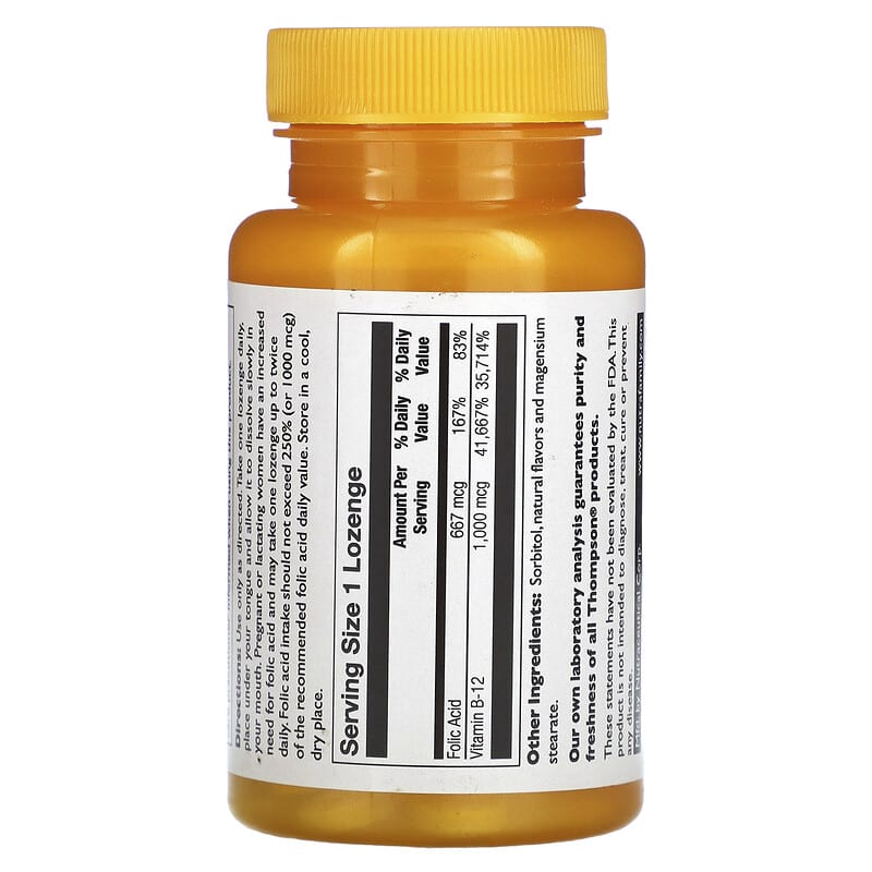Thompson B12 Lozenge Natural Cherry 1.000 mcg 30 Lozenges 2 Thực phẩm bổ sung Thompson B12 Lozenge Natural Cherry 1.000 mcg 30 Lozenges 031315191428