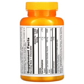 Thực phẩm bổ sung Thompson C500 mg Chewable Natural Orange Flavor 60 Chewables 031315195853