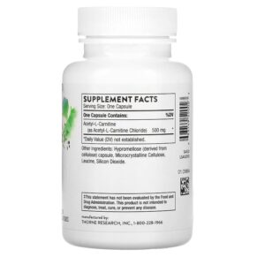 Thực phẩm bổ sung Thorne Acetyl-L-Carnitine 500 mg 60 Capsules 693749520023