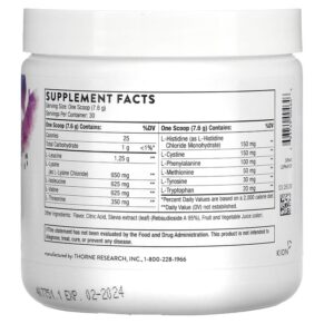 Thorne Amino Complex Berry 8 oz (228 g) 3 Thực phẩm bổ sung Thorne Amino Complex Berry 8 oz (228 g) 693749004646