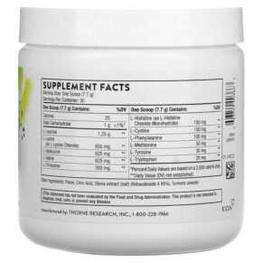 Thực phẩm bổ sung Thorne Amino Complex Lemon 8.1 oz (231 g) 693749003663