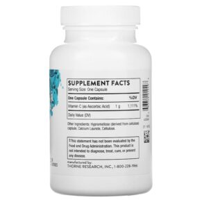 Thực phẩm bổ sung Thorne Ascorbic Acid Vitamin C 60 Capsules 693749012498