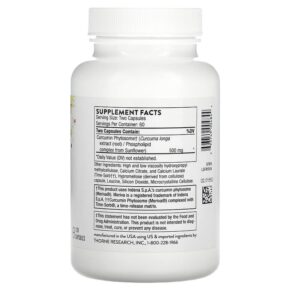 Thực phẩm bổ sung Thorne Curcumin Phytosome Sustained Release 500 mg 120 Capsules 693749004844